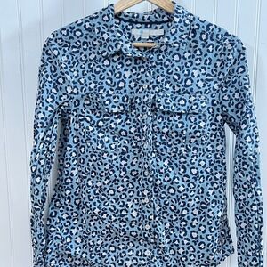 Boden 100% Cotton Leopard Animal Print Button Down Shirt 4 Preppy Chic Twee